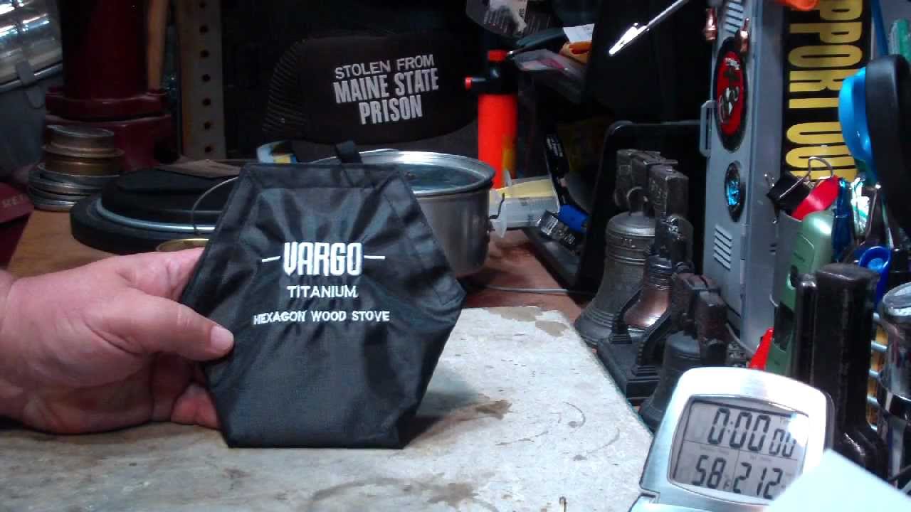 VARGO Titanium Hexagon Wood Stove used with a Mini - Trangia - Boil Test #1