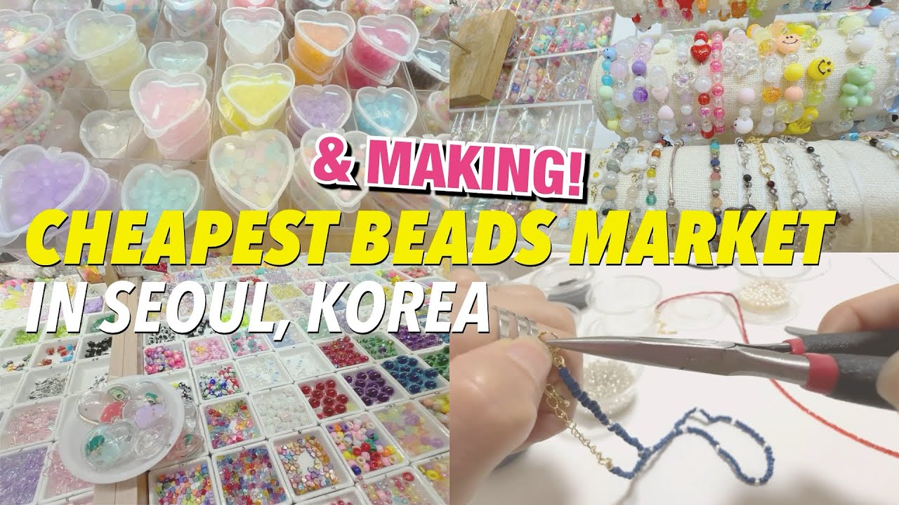 видеоблог о шоппинге в Корее 🇰🇷 Сеульский рынок бисера 💎 изготовление ожерелья и браслета💜