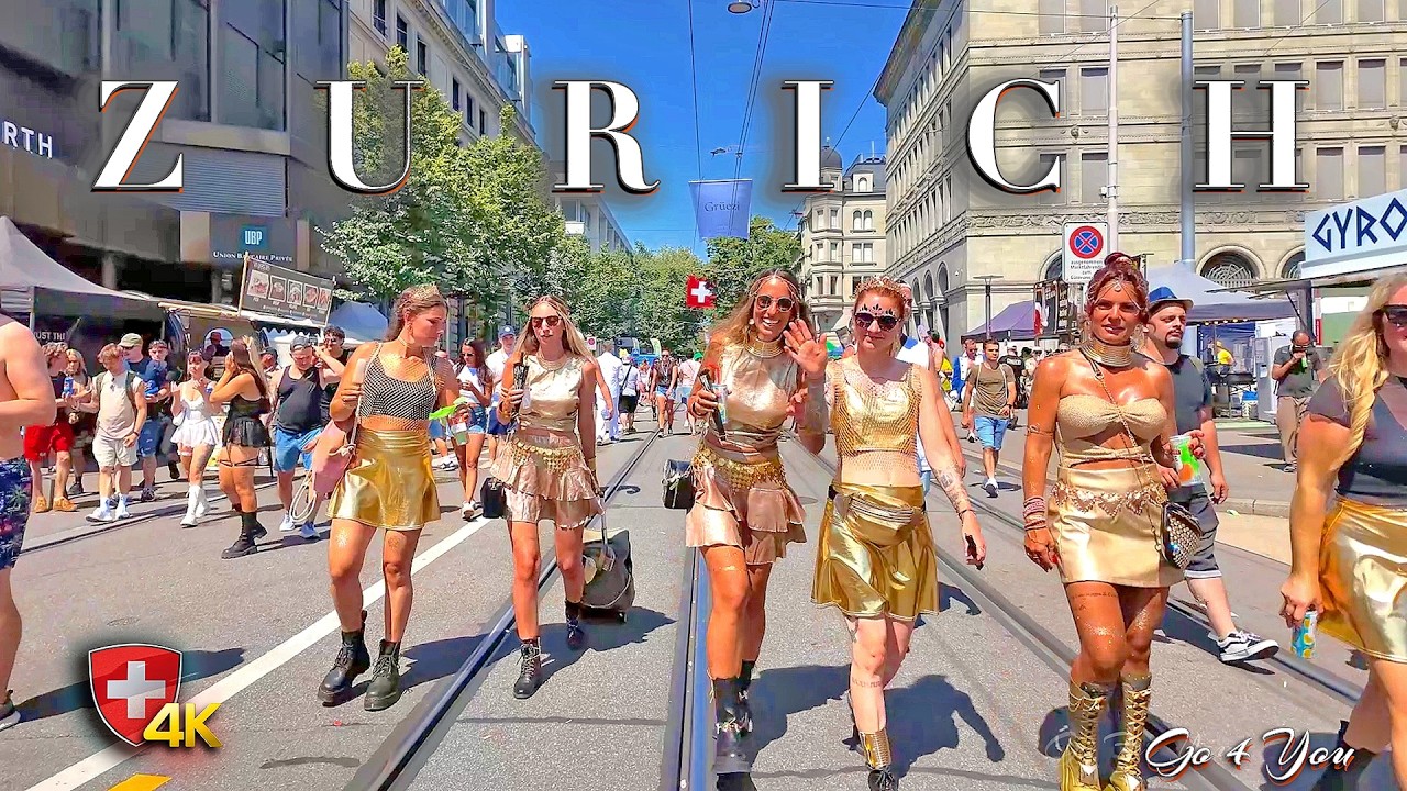 Zurich Switzerland 🇨🇭 Day of Street Parade / World's biggest event for techno music 4K Stroll