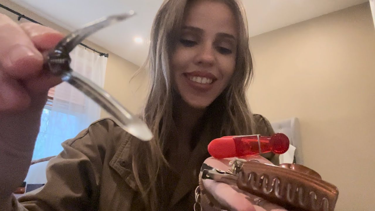 ASMR clipping your hair, face, hands & camera 😮‍💨