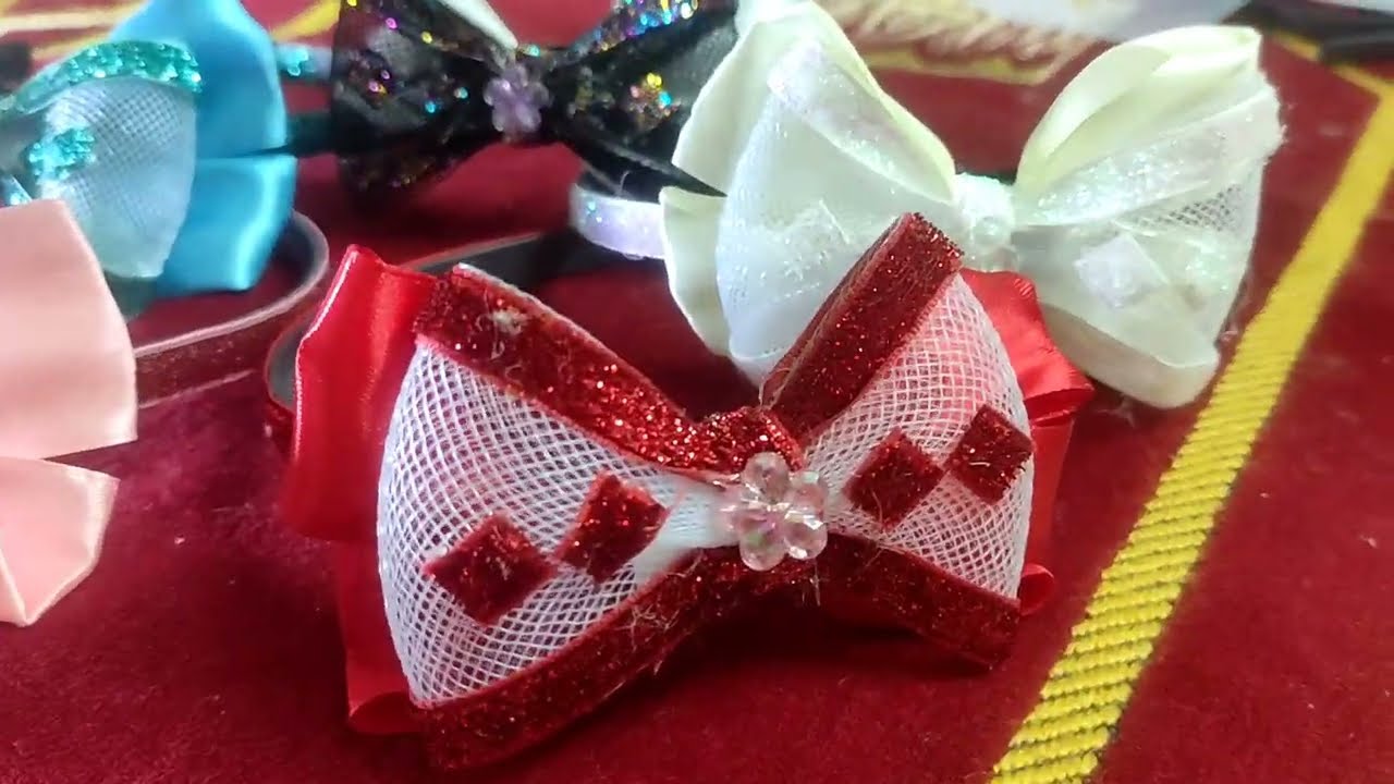 ## احلي أطواق 🎀 للعيد 🎀 من شريط القطيفة الليزر 🎀والجومية والستان 🎀 جميل جدااا 🎀 سهل التنفيذ🎀