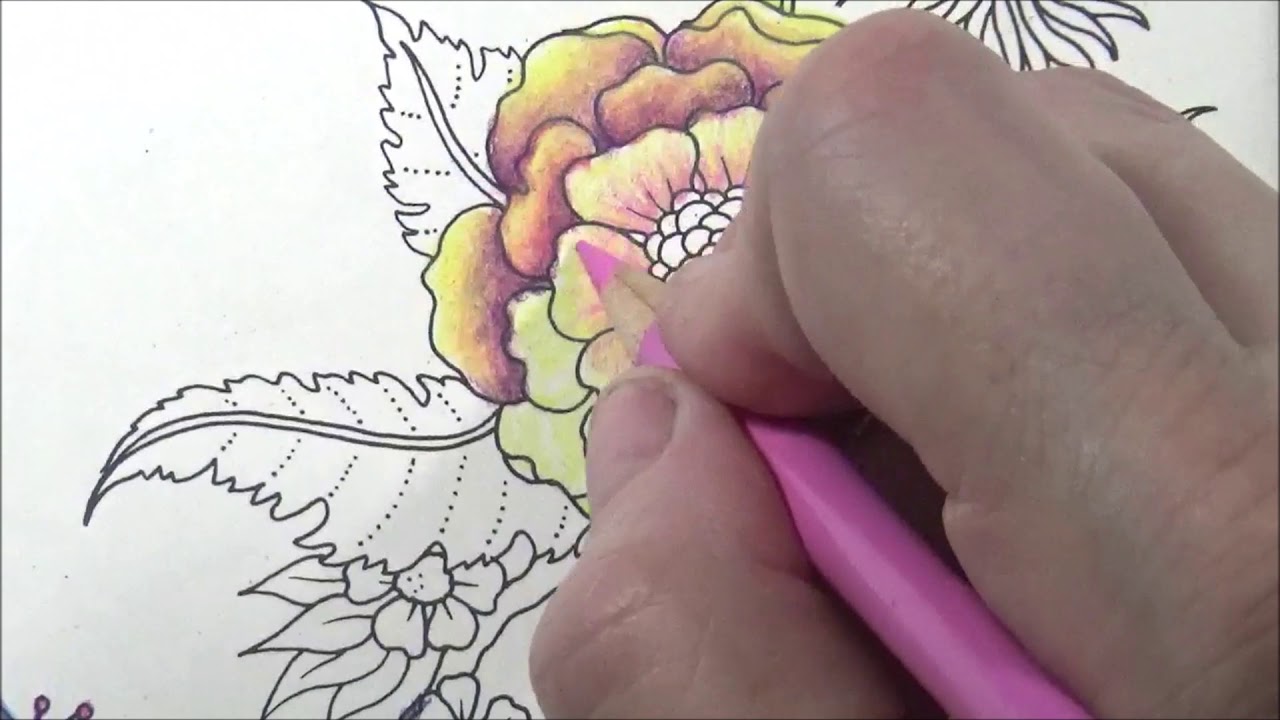 World Of Flowers Coloring Book Tutorial  PART 3 Flower Wreath Bright Colors Prismacolor Lisa Brando