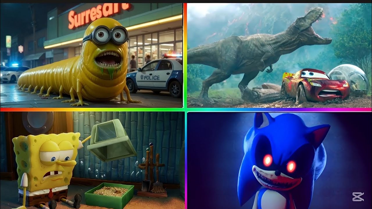 TILES HOP BATTLE SPONGEBOB 2 🆚️ MCQUEEN DINOSAURS 🆚️ MINIONS EXE 🆚️ SONIC EXE TILES HOP EDM RUSH 