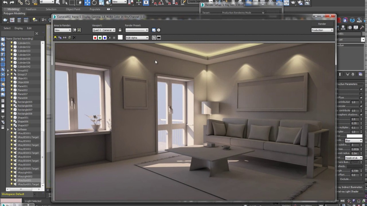 6-3 عمل اضاءة لمشهد داخلى بالفيراى