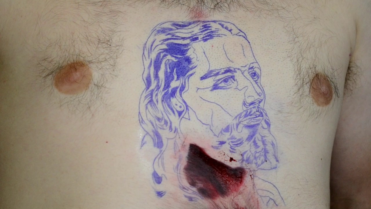 Real-time Tattoo Color Portrait of Jesus