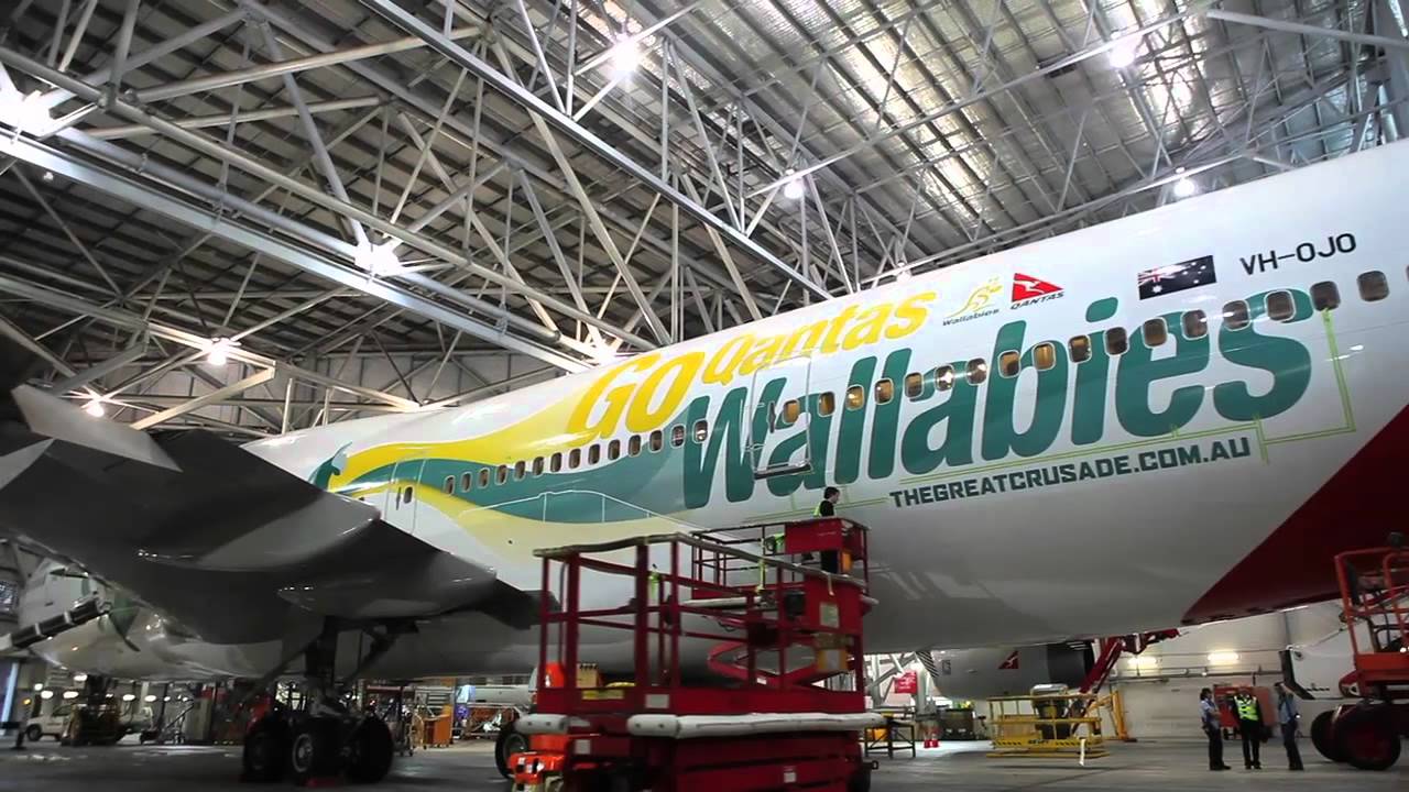 Qantas Wallabies livery on 747