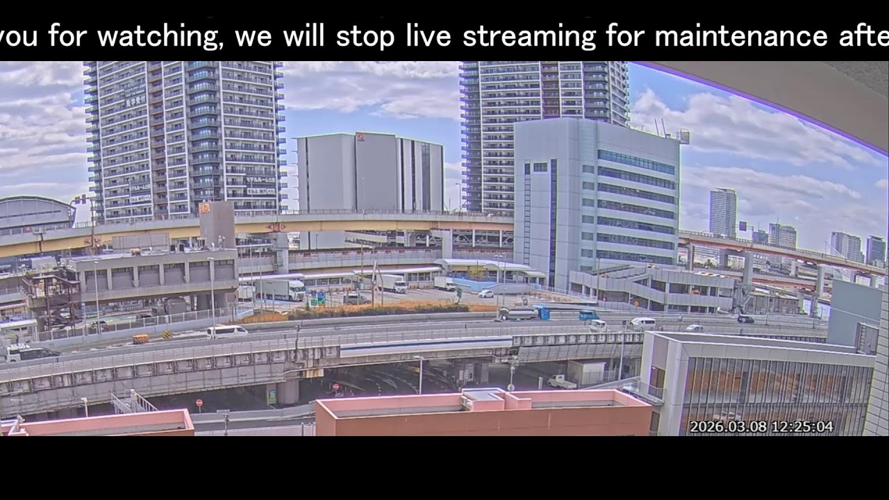 阪神高速3号神戸線 京橋PA付近 ライブカメラ Japan Hanshin Expressway No.3 Kobe Line Kyobashi rest area near Live Camera.