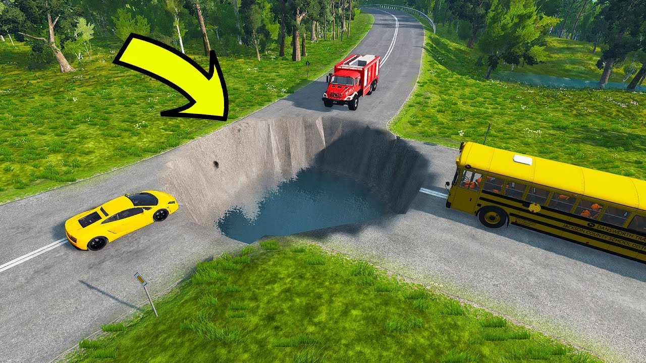 Cars VS Water Pit -  BeamNG.Drive