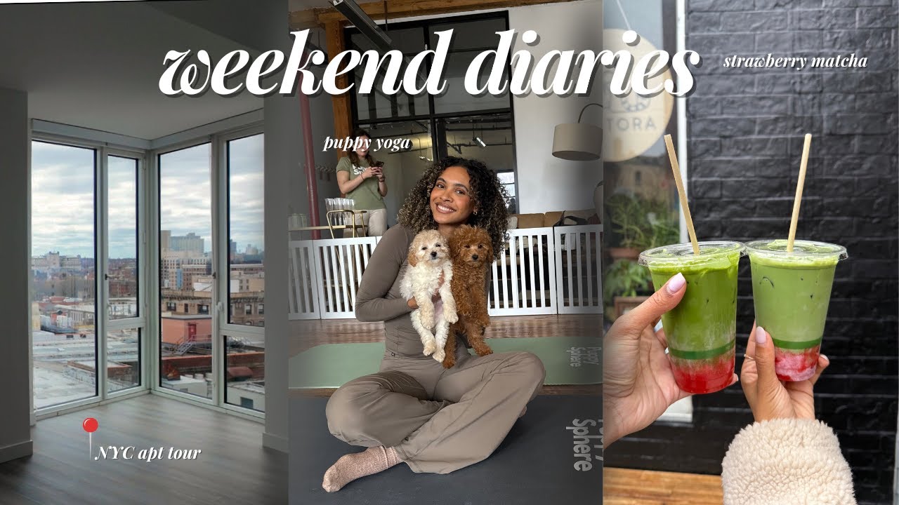 Trying puppy yoga, touring NYC apartments + PR unboxing | Weekend vlog