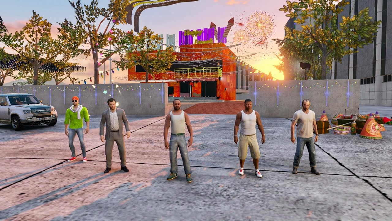 Celebrate Diwali with GTA 5 Michael and Franklin in Indian Bike Driving 3D