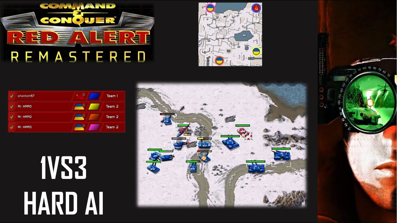 /Command & Conquer Red Alert Remastered/ (Skirmish) 1VS3 HARD AI  I Axelay´s Sub Zero I