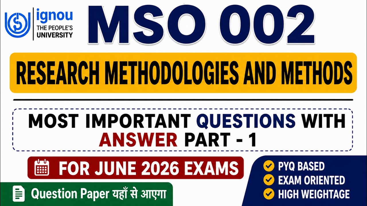 Rapid Revision | MSO 002 | Research Methodologies | IGNOU MA Sociology | Important Topics