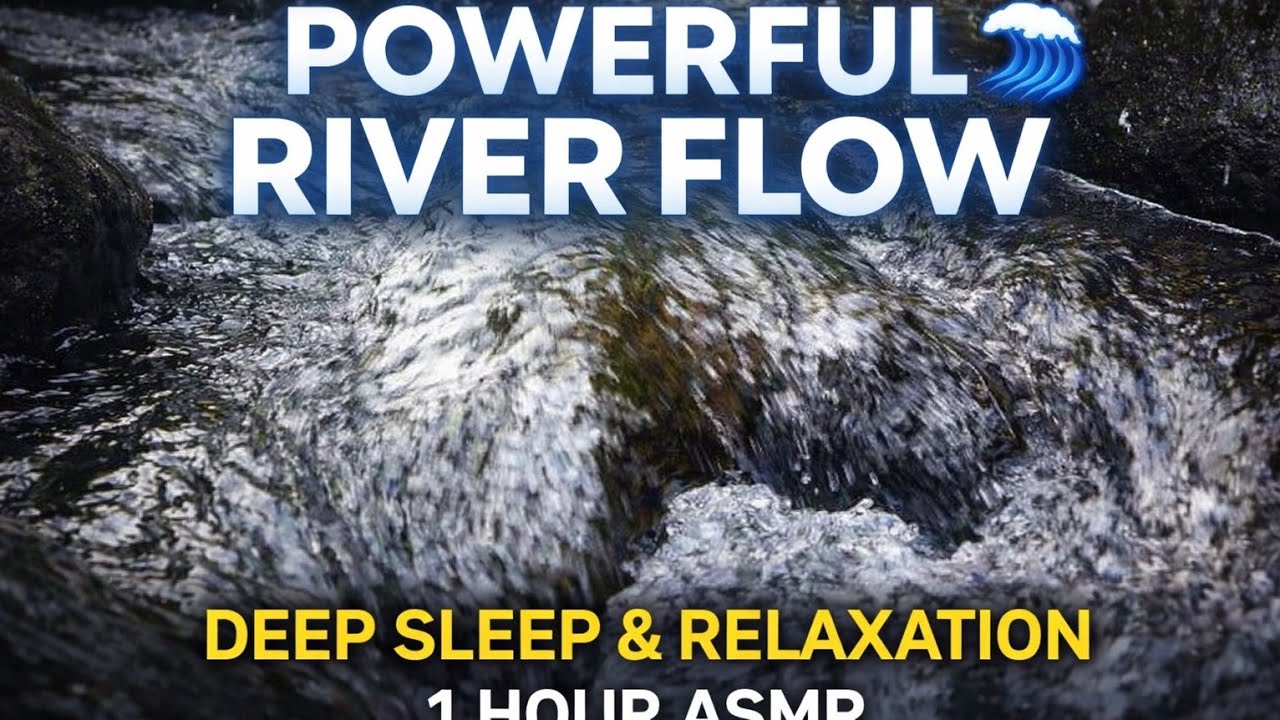 Fast Flowing River Sound Over Rocks | Natural Water Sounds for Sleep & Relaxation