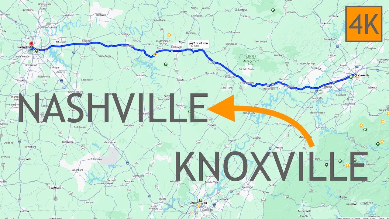 Knoxville to Nashville Tennessee Drive 4K - Driving Road Trip