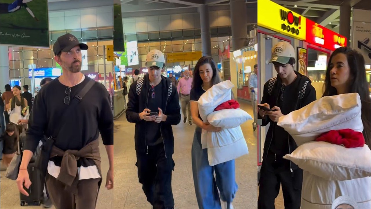 Hrithik roshan brokeup with GF saba Azad ignoring her at Airport with son Hridaan and hrehaan!