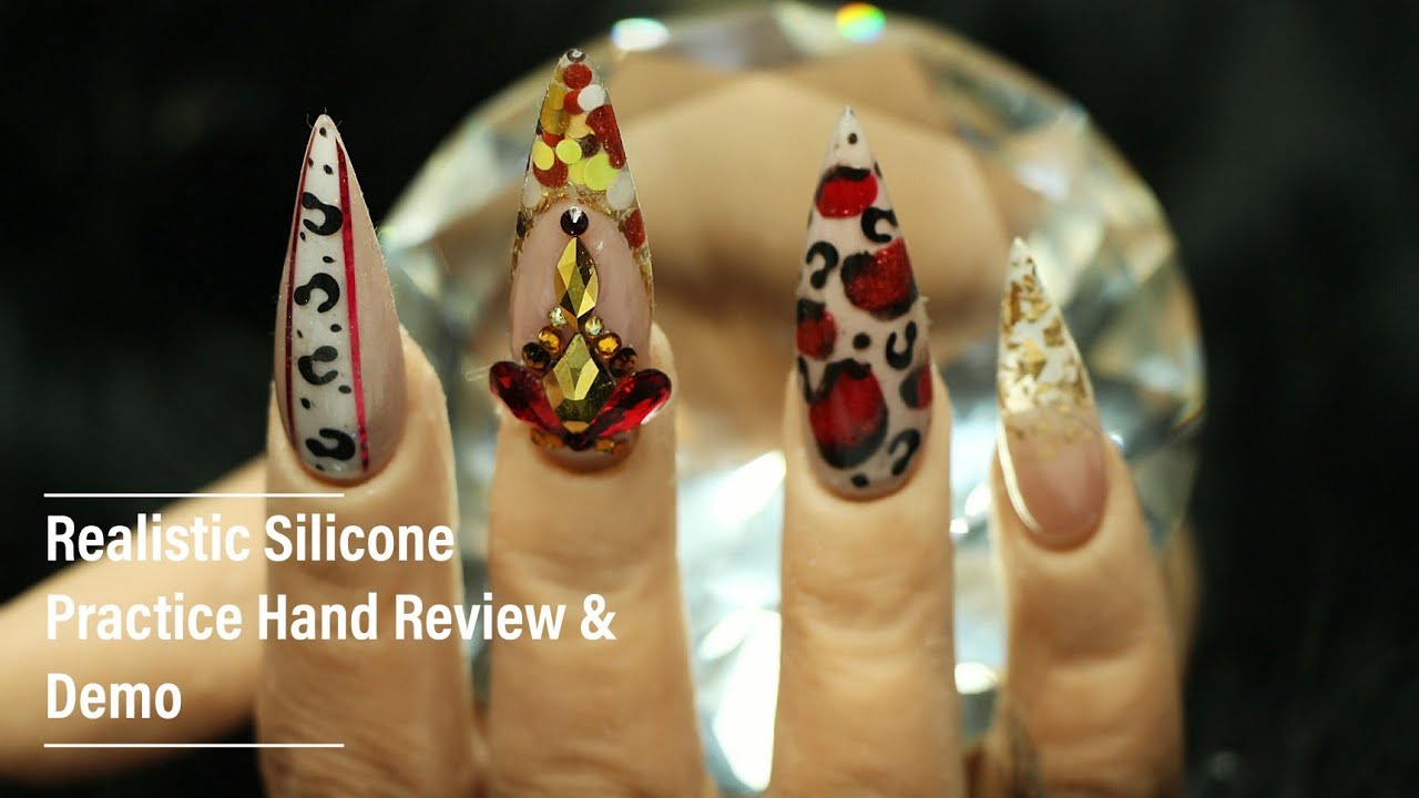 Handolly Silicone Practice Hand Review & Autumn Leopard Print Acrylic Nails