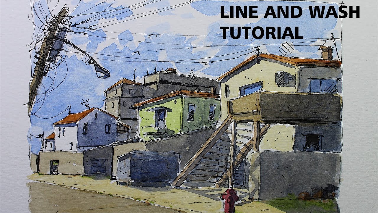 Line And Wash Watercolor Urban Sketching Style Easy And Fun by Nil Rocha