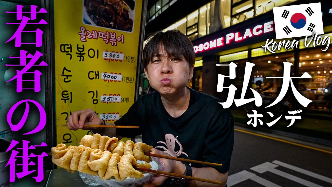 【韓国一人旅vlog】屋台おでん爆食い！ホンデで大量の犬に襲われた1日🔥