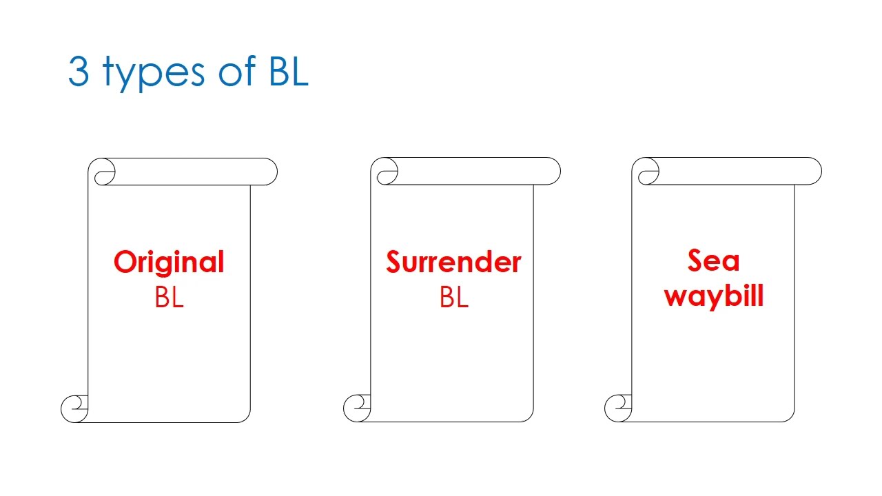 Original BL, Surrender BL or Telex Release, and Sea waybill