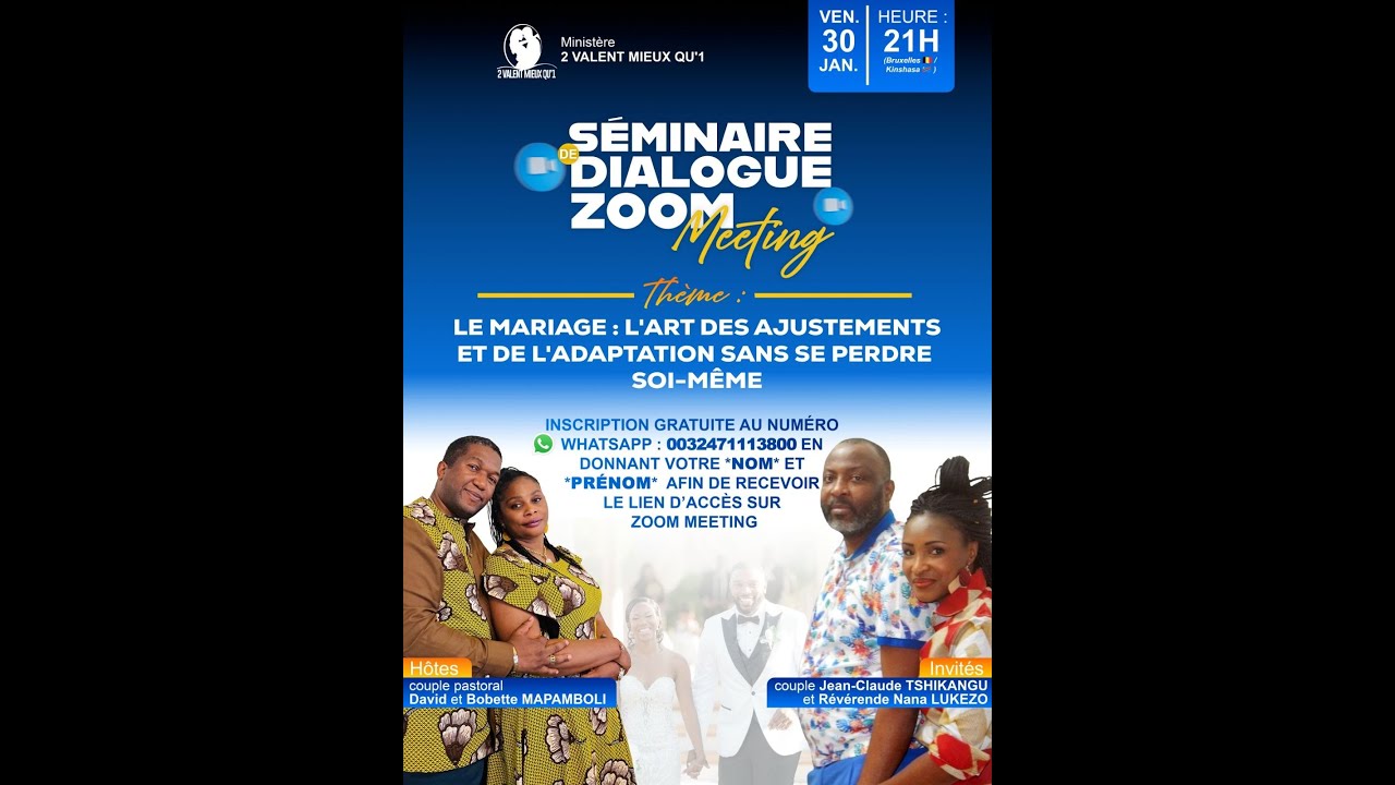 LE MARIAGE; L'ART DES AJUSTEMENTS ET DE L'ADAPTATION SANS SE PERDRE SOI-MÊME/ Révérende Nana LUKEZO