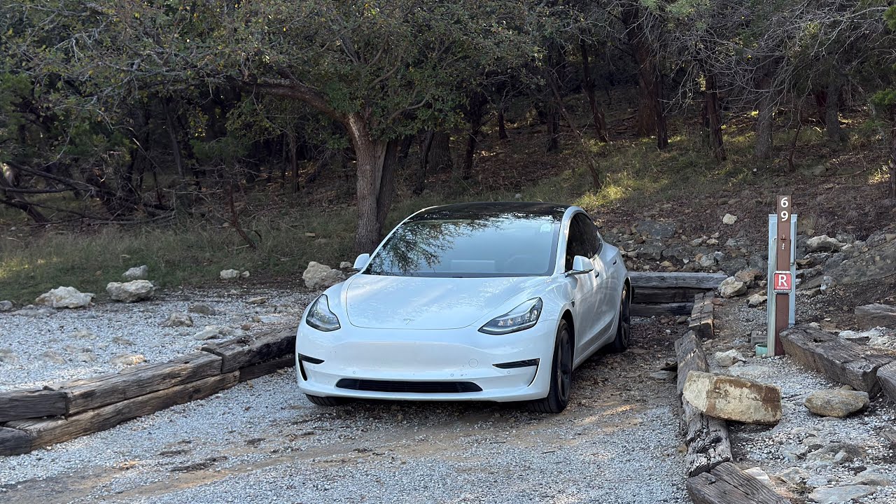 Camping and Roadtrip in Tesla Model 3 - Possum Kingdom Texas State Park