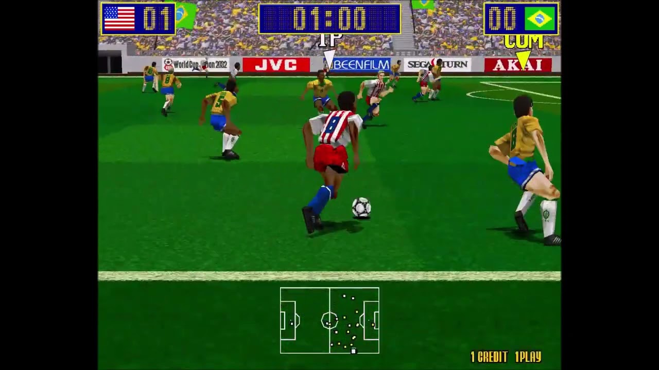 VIRTUA STRIKER SEGA - 1994 arcade retrogame longplay . USA walkthrough
