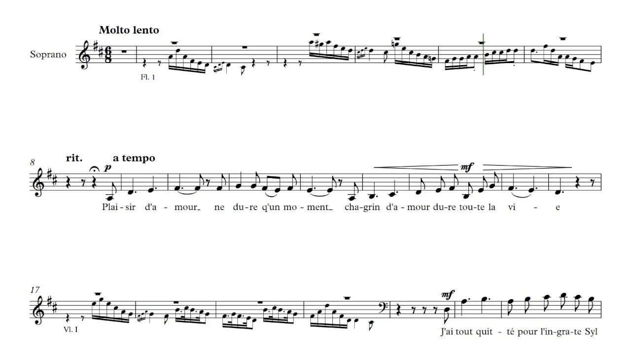 Jean Paul Egide Martini: Plaisir d'amour transposed in D - major