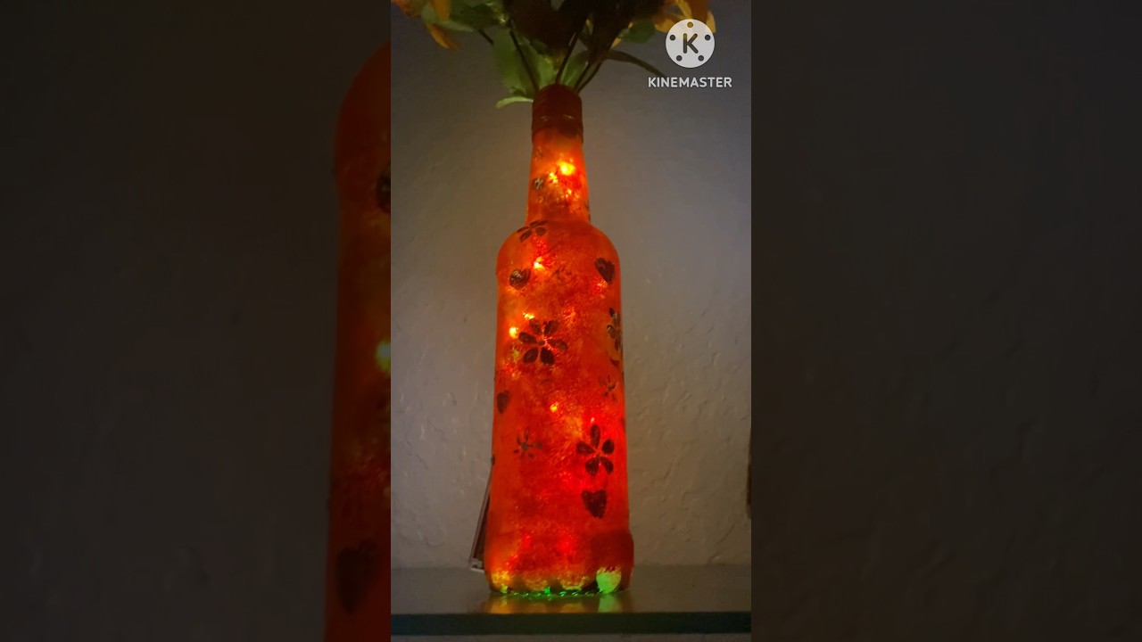 Simple n easy bottle art for beginners 🎨#bottleart #painting #winebottleart #paining for beginners