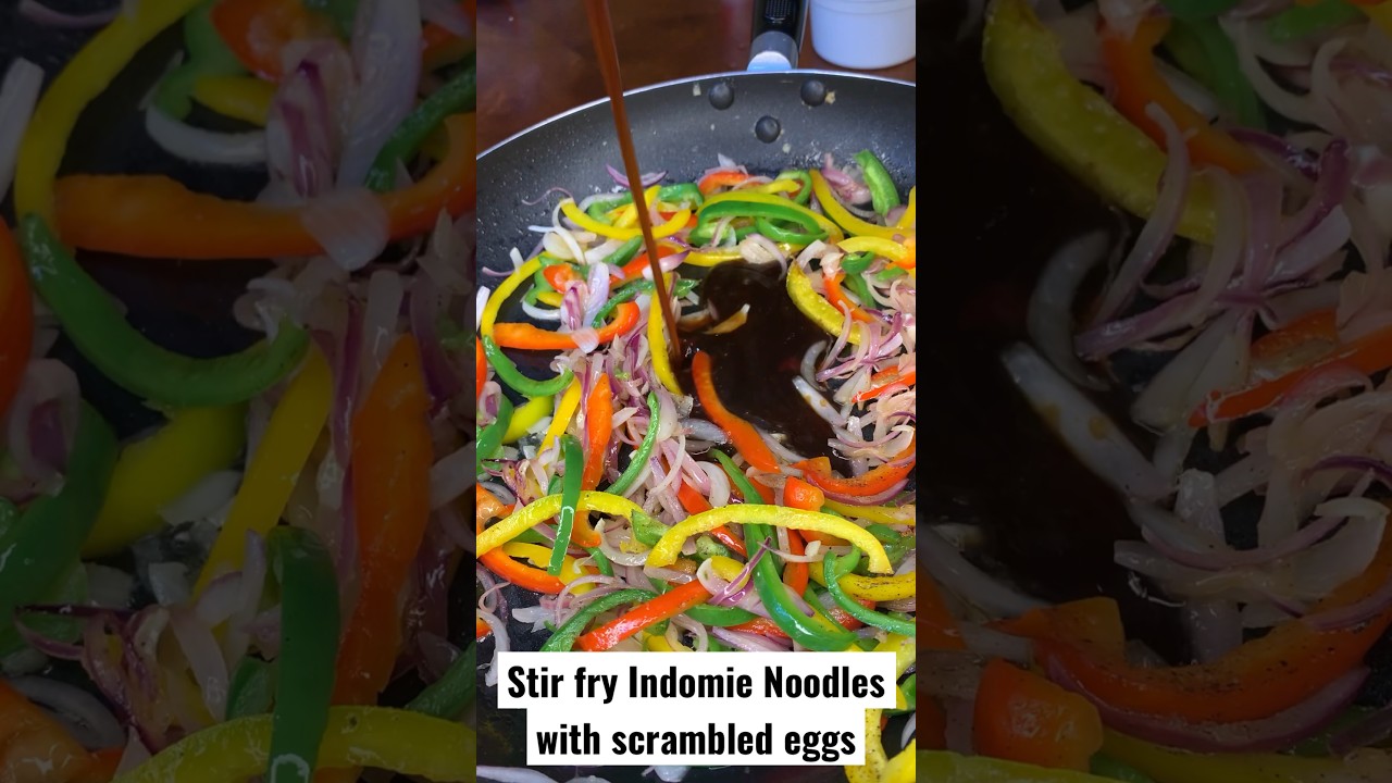 Stir fry Indomie Noodles with scrambled eggs