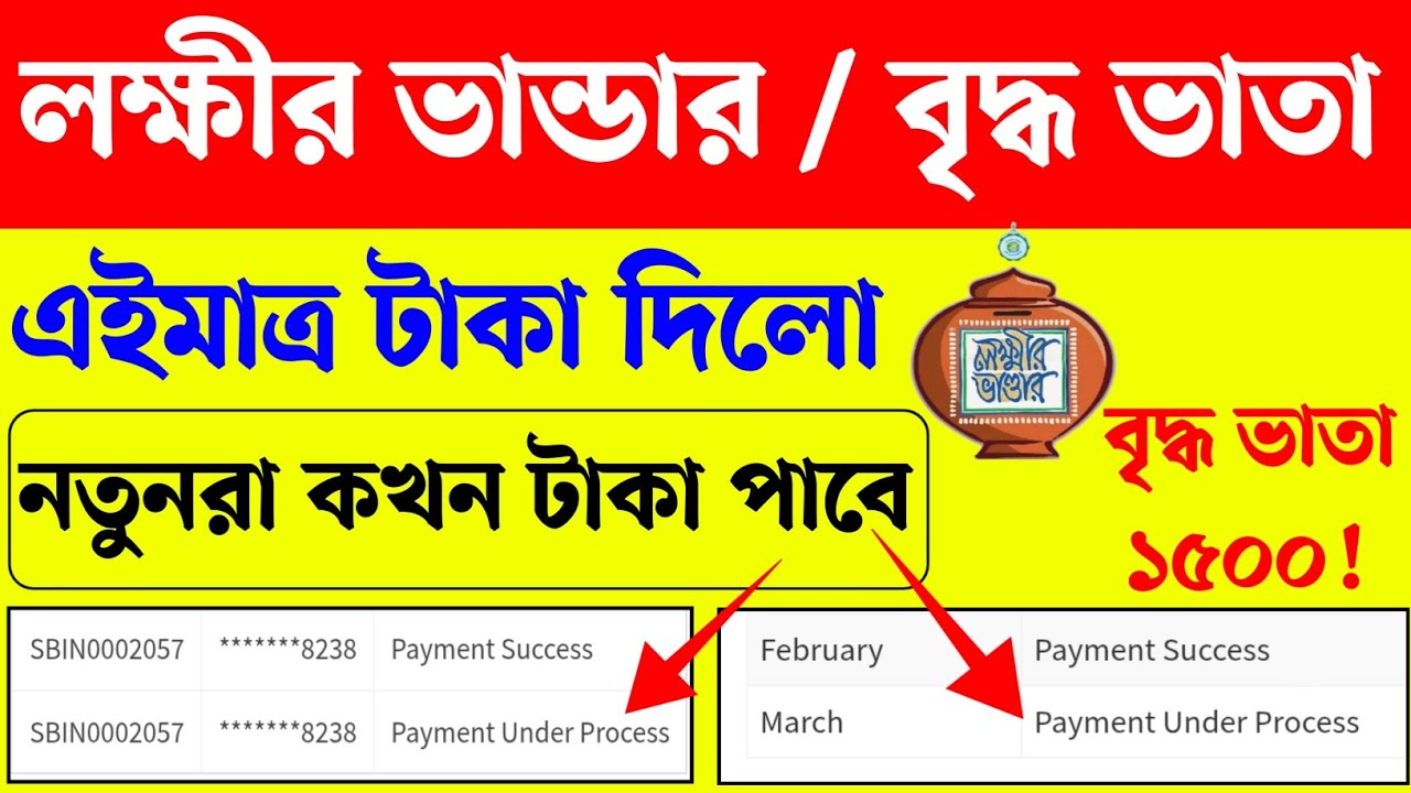 লক্ষীর ভান্ডার বৃদ্ধ ভাতা প্রকল্পের মার্চ মাসের টাকা দিল। Lakshmir bhandar old agepansion payment 
