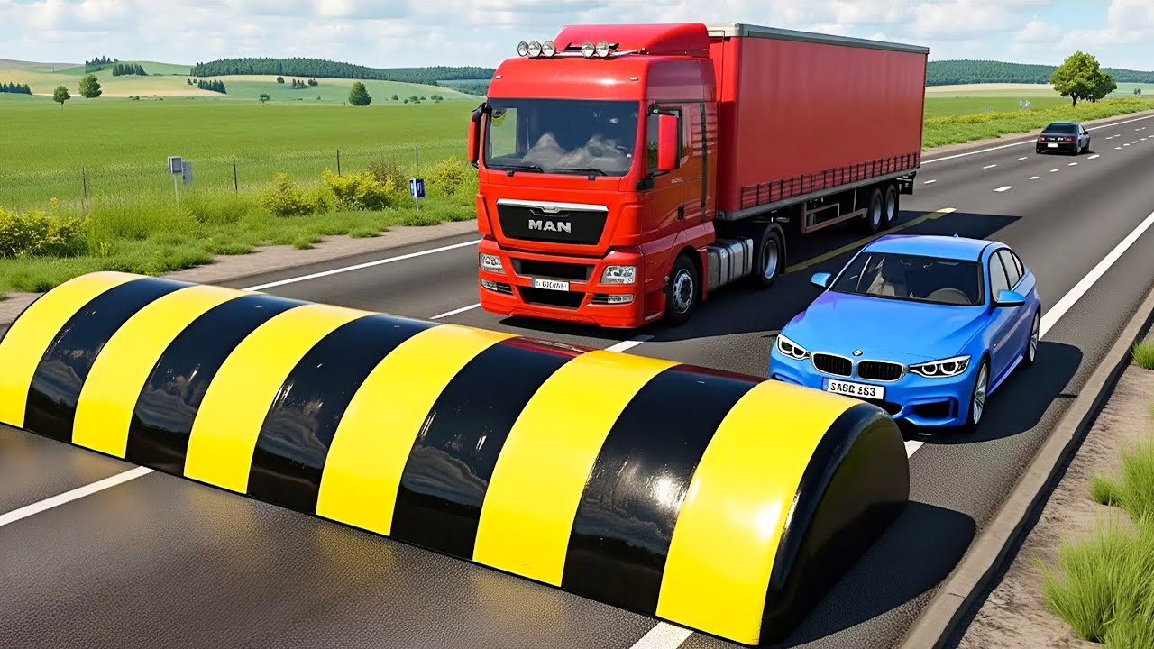 Cars vs Unreal Speed Bump Challenge #1 in BeamNG Drive!