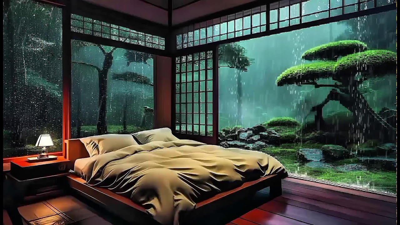 Fast Sleep Therapy - Calming Music + Night Rain | Stress and Anxiety Relief