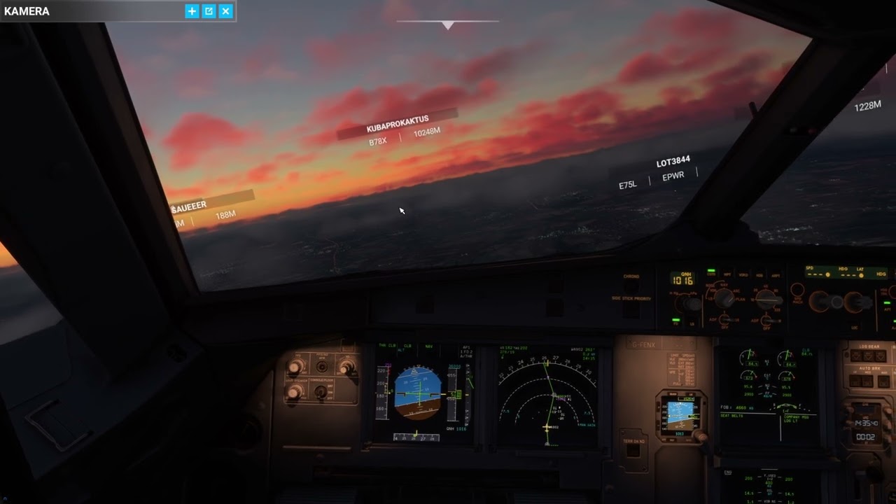 Microsoft flight simulator 2020, A320-200 sunset takeoff with Warsaw