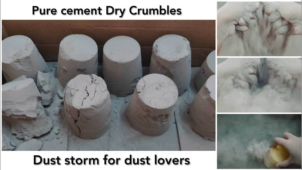ASMR- Pure Cement DUSTY Crumbling in Cardboard, Powder Play, Cupping | Dry Series #4 (Discription⬇)