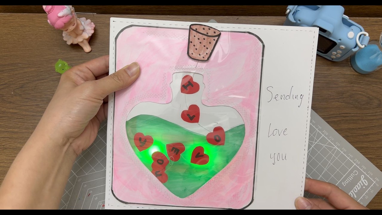 DIY Light-Up Love Bottle Card | Romantic Valentine Handmade Card Tutorial ❤️✨
