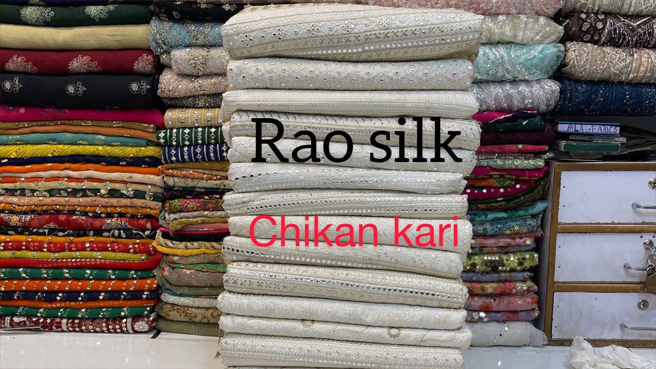 Raw Silk Embroidery Chicken Kari pani work[Bilal Fabrics Rabi Center]