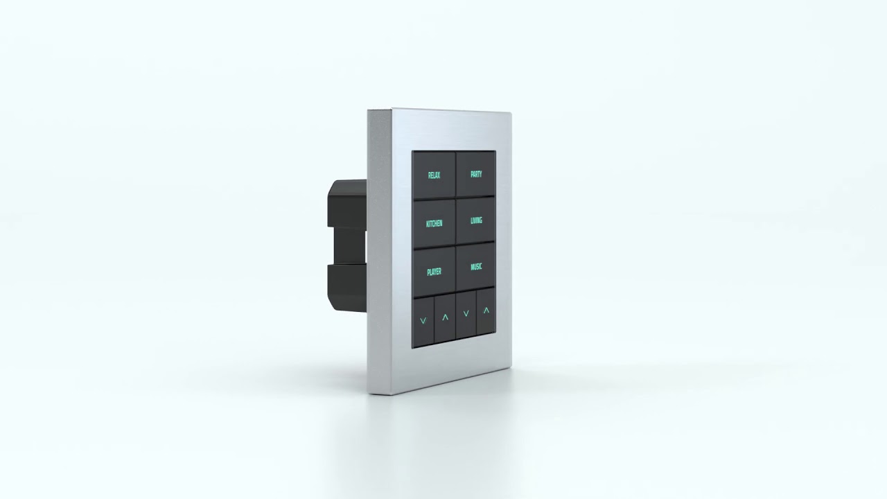 10-fold pushbutton with backlit text/symbols and proximity sensor