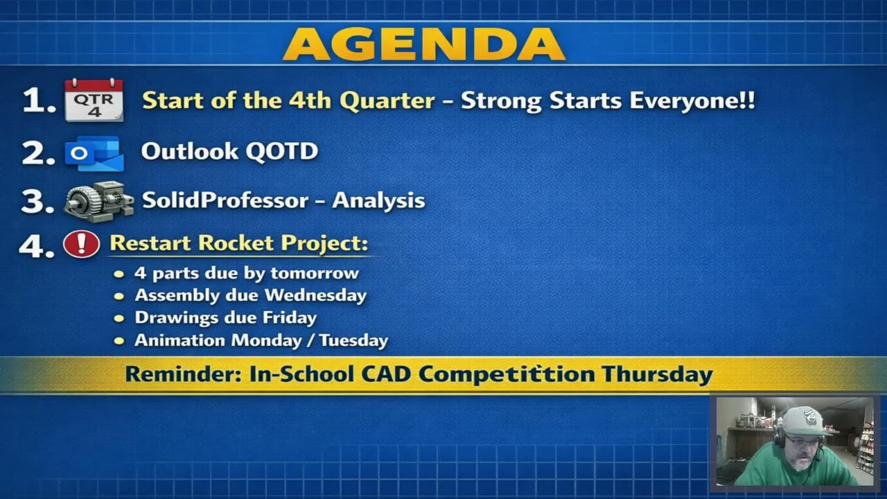 Engineering Class Daily Agenda — March 15 | Start of 4th Quarter