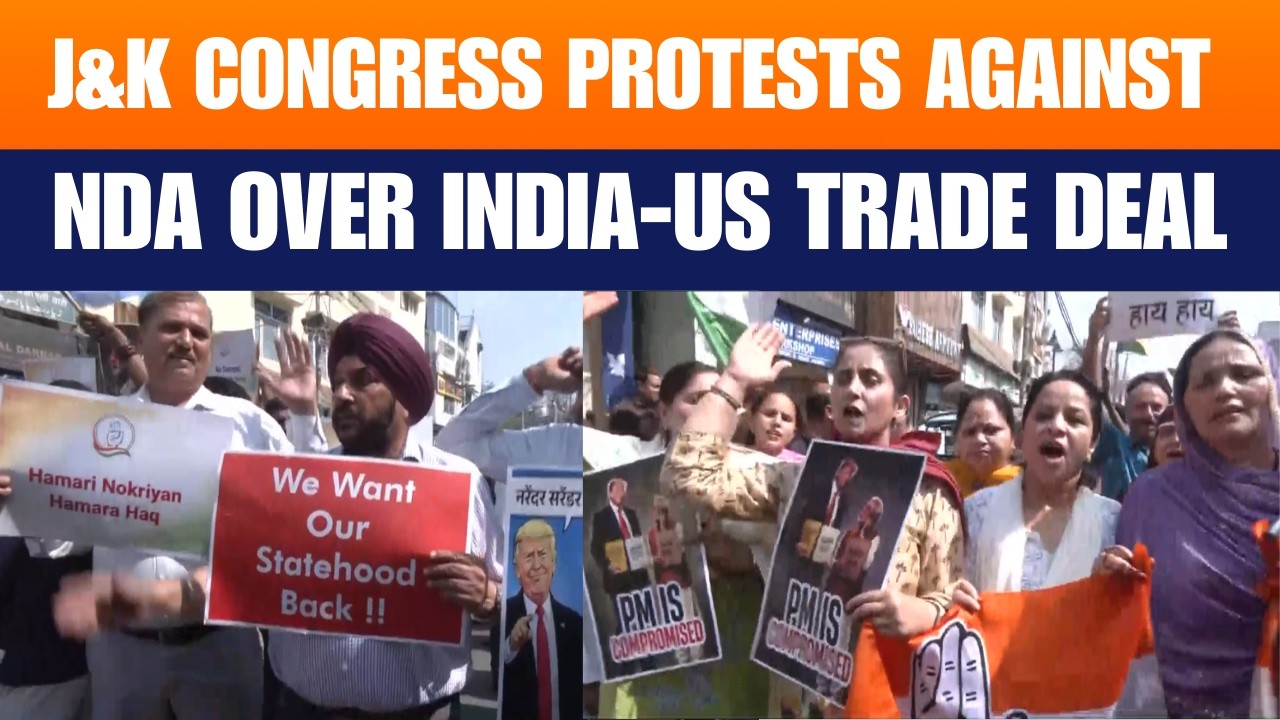 J&K Congress Protests Against NDA Over India-US Trade Deal, Demands Restoration Of Statehood | News9