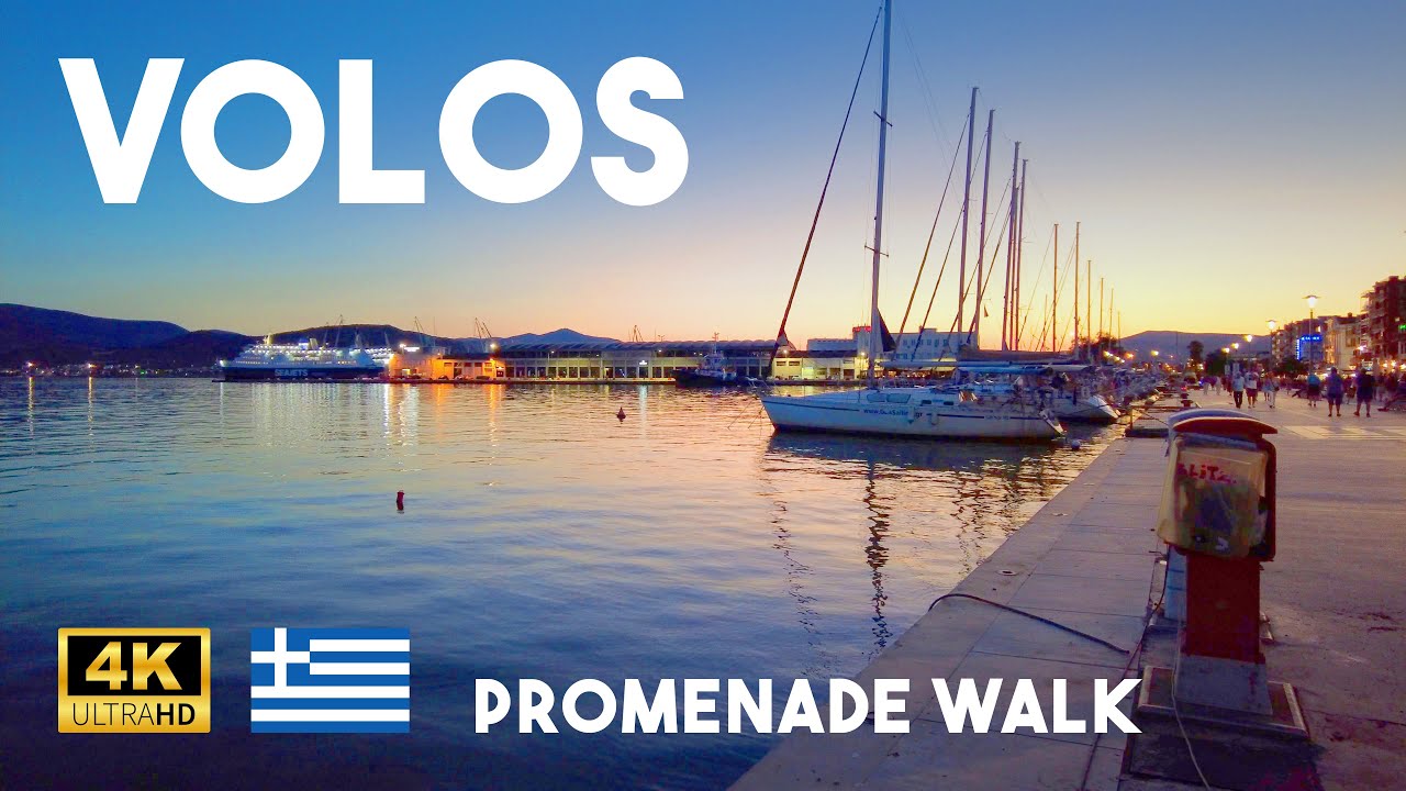 Volos Greece 4K Summer Evening Promenade Walk - Marina, Yachts, Cafes and Restaurants Walking Tour