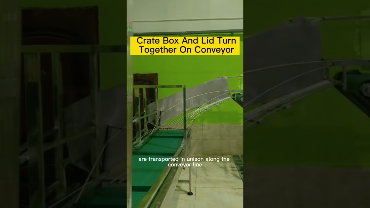 Synchronous Turning of Crate Boxes and Lids on Conveyor