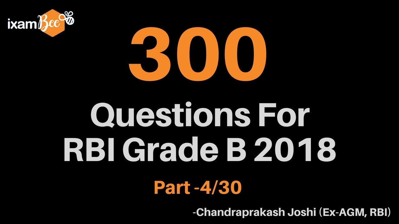Important Questions for RBI Grade B exam by Chandraprakash Joshi -Video 4