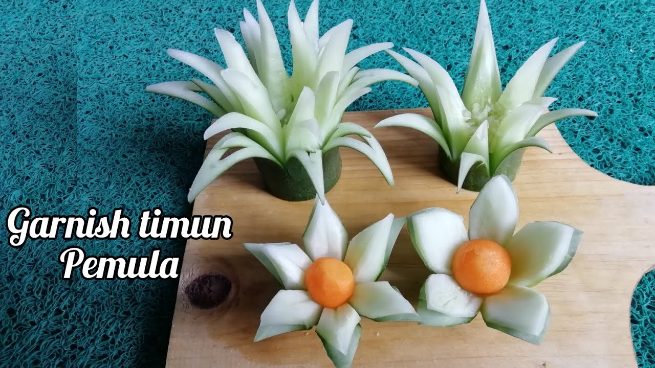 Garnish timun pemula! 1 timun jadi 4 garnish
