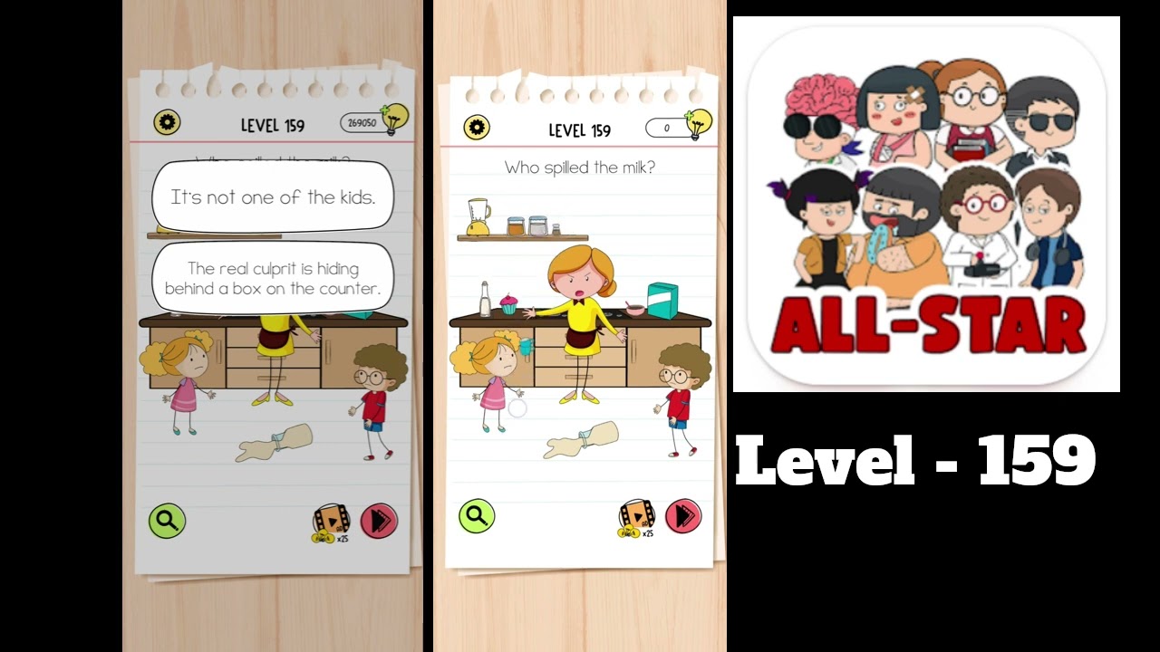 Brain Test All Star Level 159 Who spilled the milk?