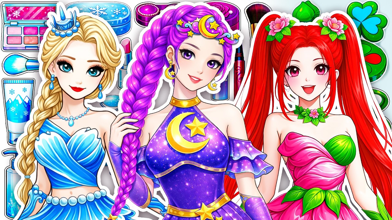 K-Pop Demon Hunters: Rumi, Zoey & Mira Turn Into Elements Fashion + Makeup! DIY Fashion Paper Dolls