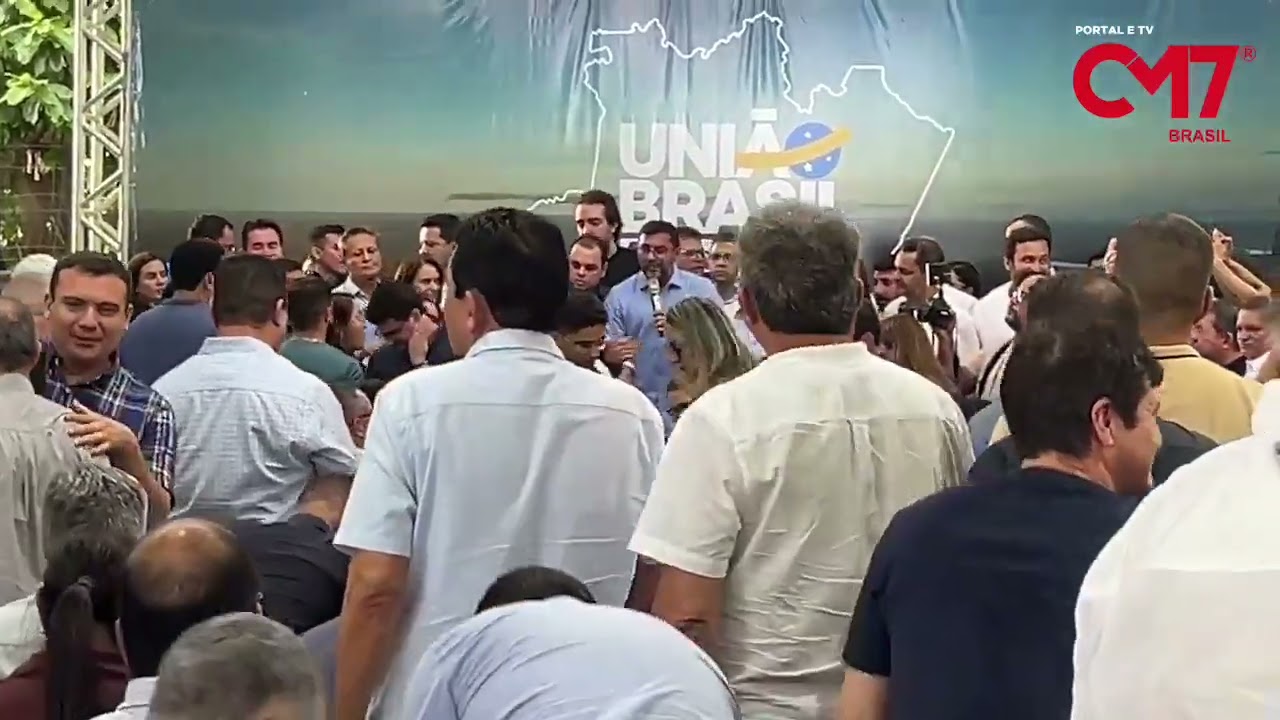 Wilson Lima faz anúncio na sede da União Brasil Amazonas nesta segunda feira