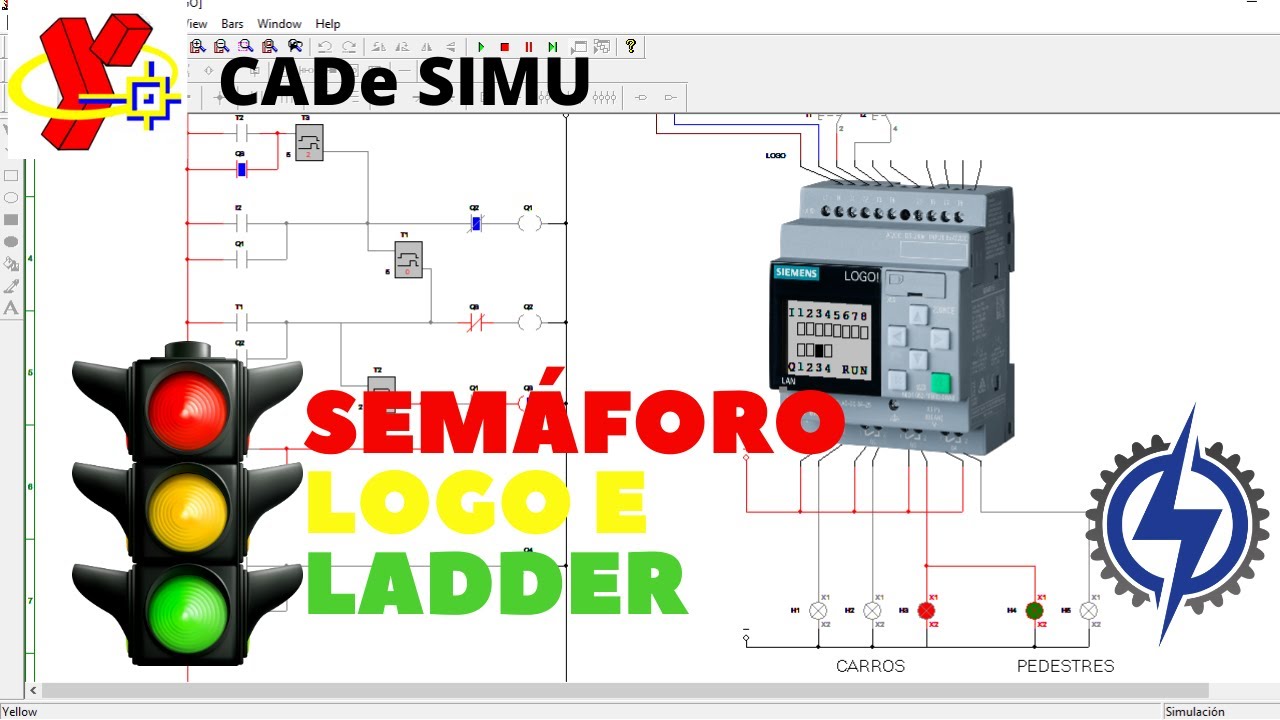 SEMÁFORO EM LADDER COM LOGO SIEMENS - CADe SIMU
