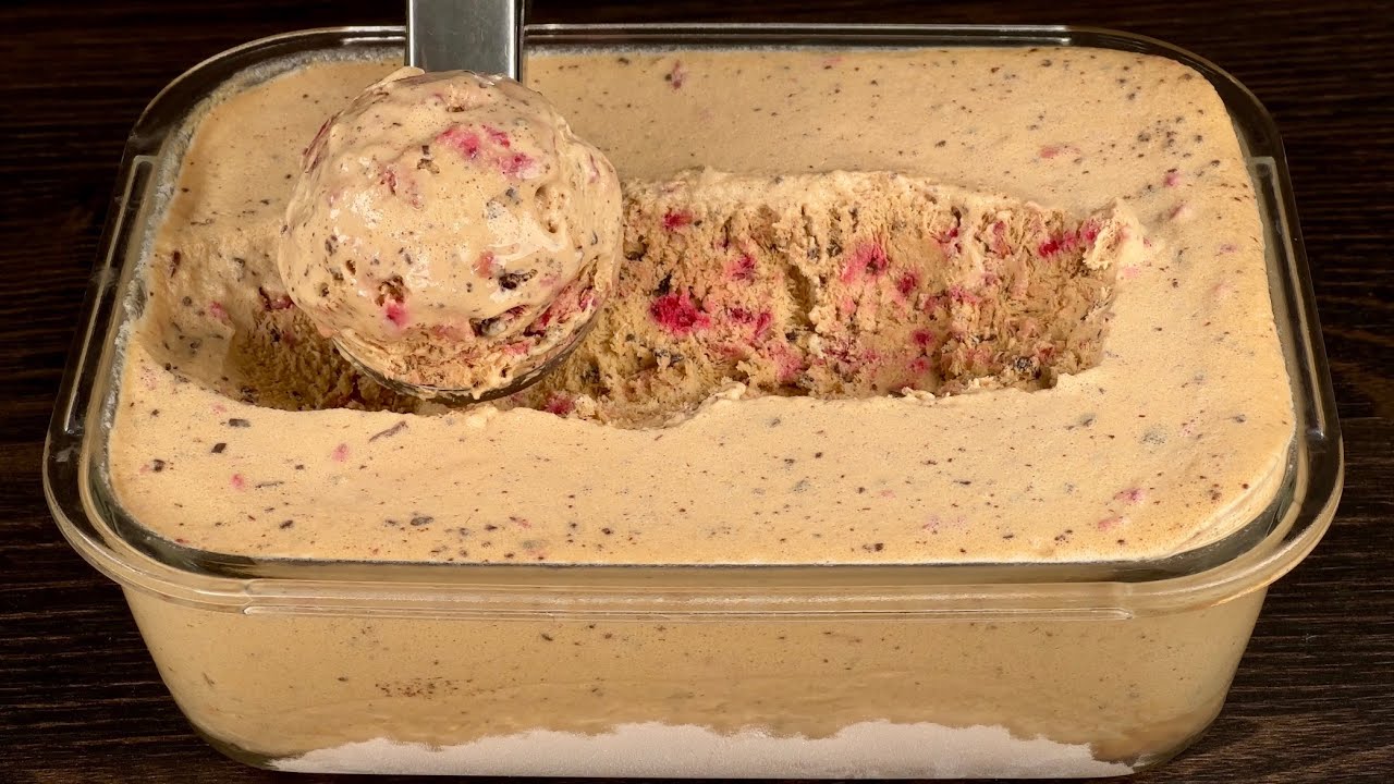 Tolles Kaffeeeis mit Himbeeren! Verschwindet in 5 Minuten!