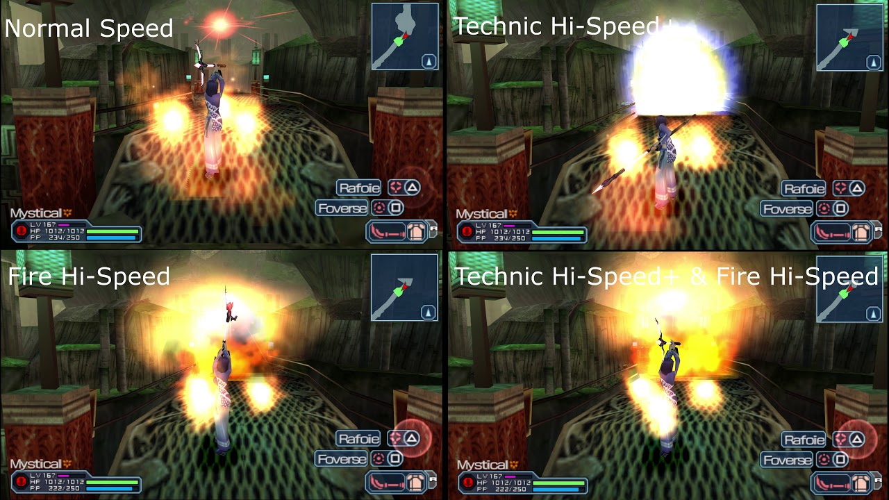 Phantasy Star Portable 2 Infinity - TECHNIC Speed Skill Comparison