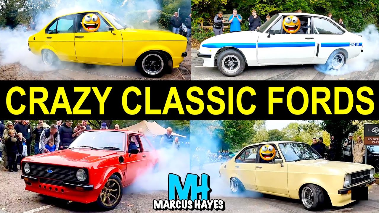 Classic Fords Go CRAZY at Box Hill car meet!! 🤪 #burnouts